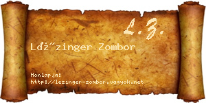 Lézinger Zombor névjegykártya